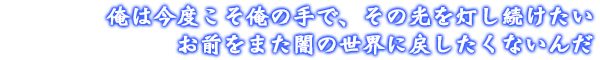 俺は今度こそ俺の手で、その光を灯し続けたい。お前をまた闇の世界に戻したくないんだ。